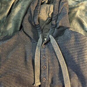 Navy Blue Henley Striped Hoodie